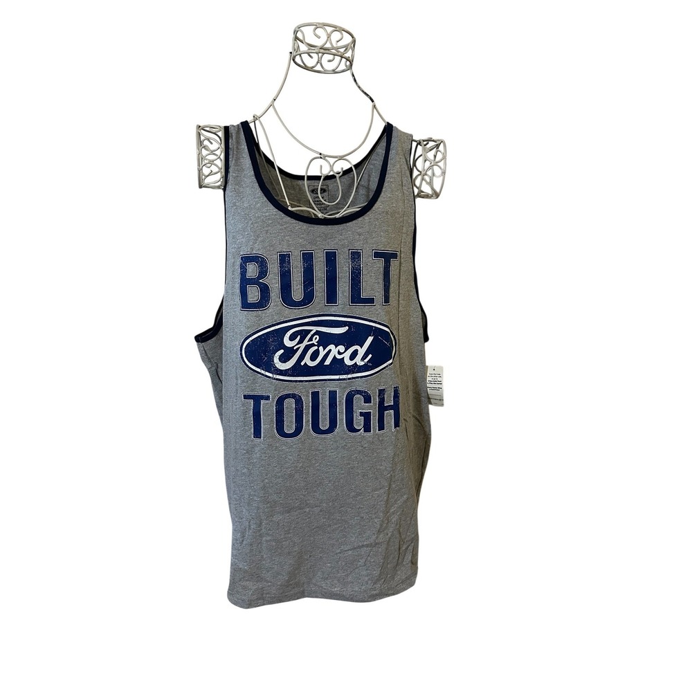 New Ford Built Tough Graphic Tank Top Mens XL Gray Heather Sleeveless T-Shirt